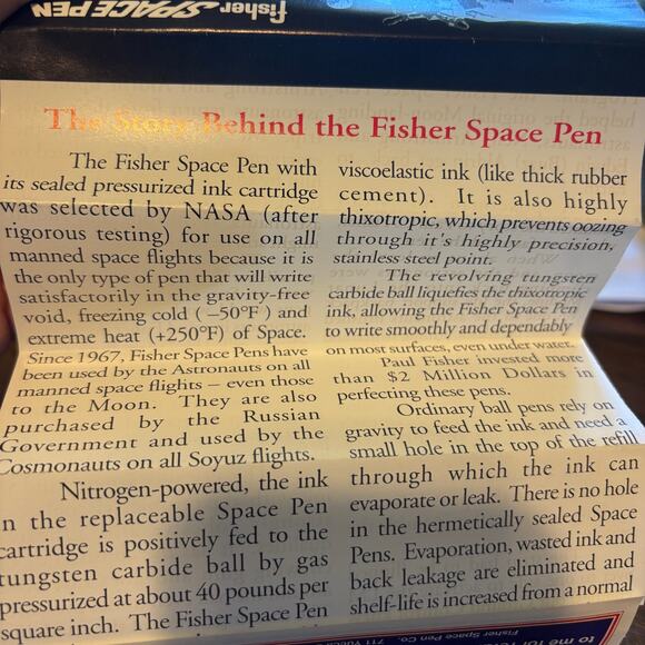 Fisher Space Pen Paul C. Fisher Nasa Astronaut Pen Paper Work Inc. Velvet Case - Picture 8 of 10